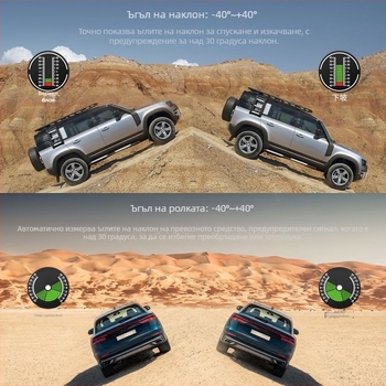 HUD автомобилен дисплей с GPS, ъгломер и цифров проектор – модел X90 GPS HUD, универсална съвместимост, работна температура 0–40°C
