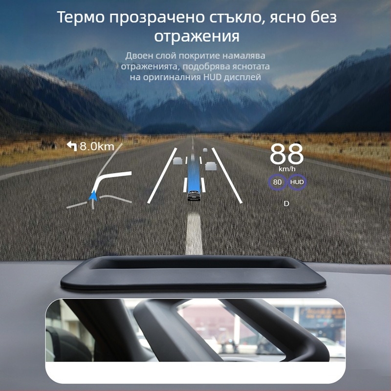 HUD защитен капак за Mercedes-Benz GLS/GLE 21-24; стъклен протектор; прахооустойчив и устойчив на надраскване; възможност за печат на лого