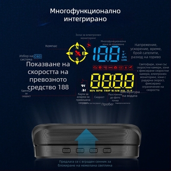 M21 Автомобилен HUD дисплей с GPS – универсална съвместимост, украса за скоростомера