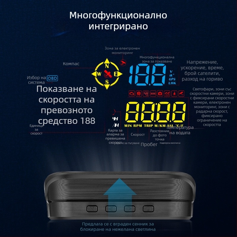 M21 Автомобилен HUD дисплей с GPS – универсална съвместимост, украса за скоростомера