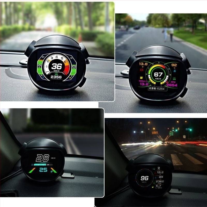 OBD автомобилен дисплей с тахометър, температура на масло и вода, Head-Up Display, LCD 480p, модел XAS-K10, захранване чрез OBD