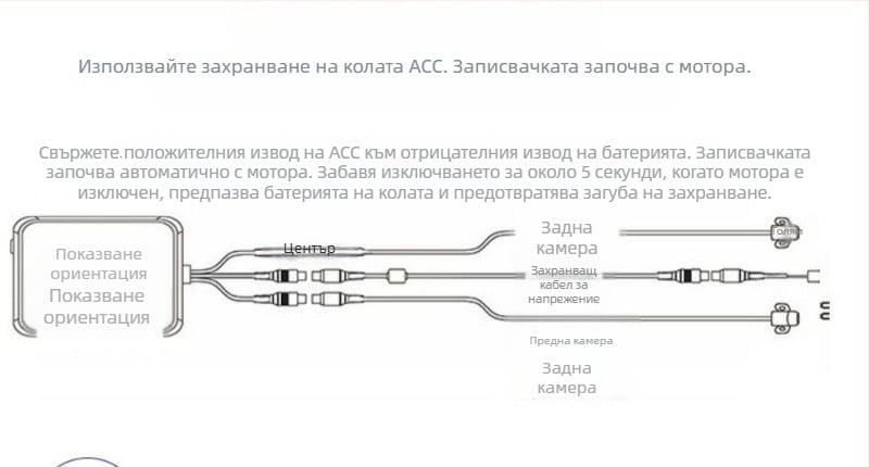 Мотоциклетен видеорегистратор с преден и заден монтаж, 170° широк ъгъл, TF карта до 32GB, модел pc31, 12V захранване