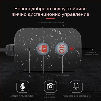 MT30A Мотоциклетен видеорегистратор – 120° фронтален/заден запис, 2MP сензор, до 64GB памет, USB интерфейс