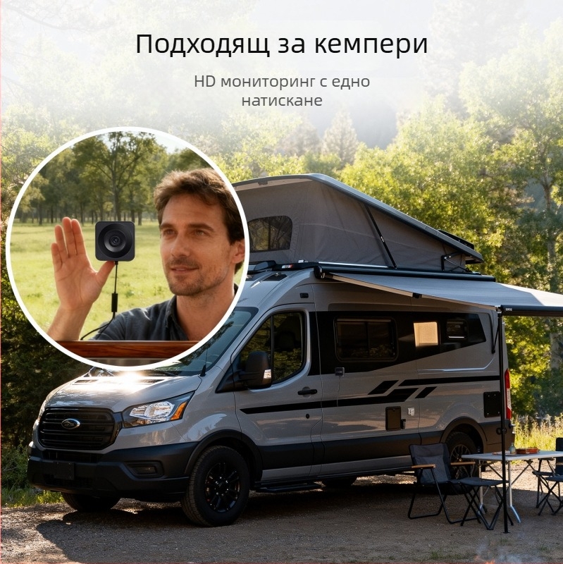 Стъклена камера за интелигентно домашно наблюдение, вътрешна и външна употреба, 3MP/2K резолюция, минимално осветление 0.1 lux, обектив 3.6 mm, IR дистанция 10 m, компенсация на задното осветление, 5V захранване, детекция на движение