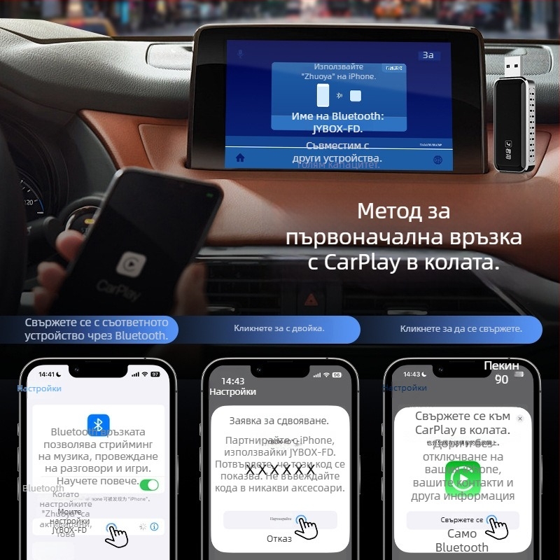 Безжична CarPlay кутия за Apple iPhone — Модел G2, Dual-core процесор, 1GB RAM, Linux операционна система, USB интерфейс