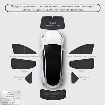 Автомобилен слънчев сенник, лед кристален материал, монтаж чрез вграждане, възможност за печат на лого, персонализация налична