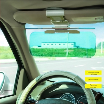 Дневно-нощен клип за слънчев визьор на автомобил, поляризиран антиблясък щит, PVC материал, телескопично монтиране, общо предназначение