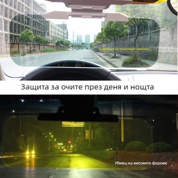 Дневно-нощен клип за слънчев визьор на автомобил, поляризиран антиблясък щит, PVC материал, телескопично монтиране, общо предназначение