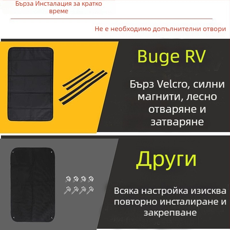 RV и автомобилна слънцезащитна щора със силни магнити, отражателен тип, ролкова щора, 300D клип-пяна алуминиев филм