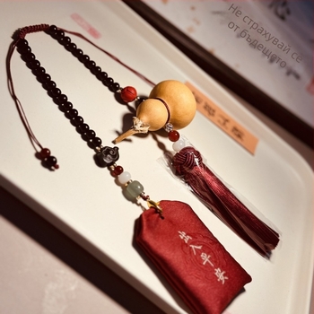 Дървен автомобилен декоративен амулет в китайски стил, ръчно плетено окачване за вътрешна декорация