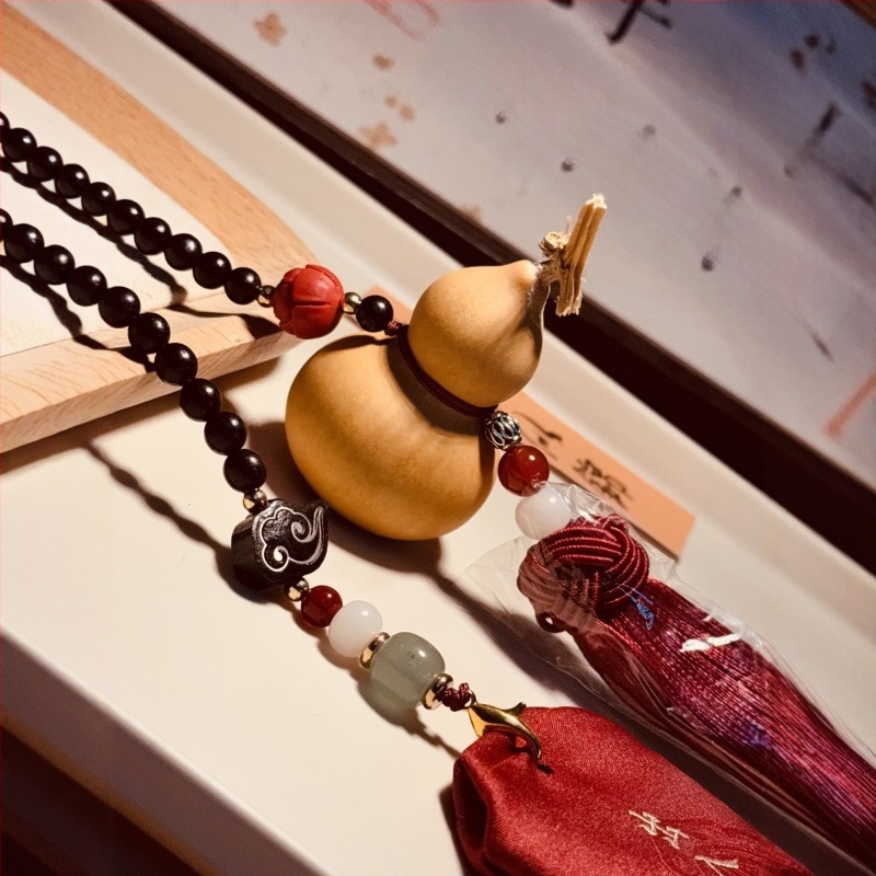 Дървен автомобилен декоративен амулет в китайски стил, ръчно плетено окачване за вътрешна декорация