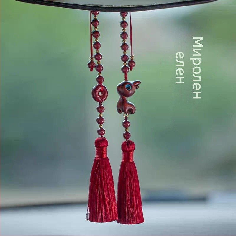 Висулка за автомобил от cinnabar за задното огледало – китайски традиционен стил, вътрешна декорация, автомобилни украшения