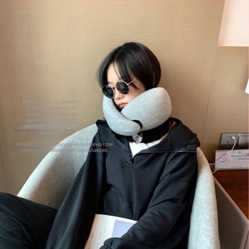 У-образена възглавница за шия с паметна пяна, текстил от химически влакна, модерен минималистичен дизайн, 360° опора за шия за облекчаване на шийни болки