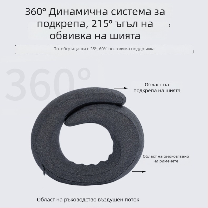 U-образена възглавница за врата с паметна пяна, портативна, покрита с мляко велур, модерен стил