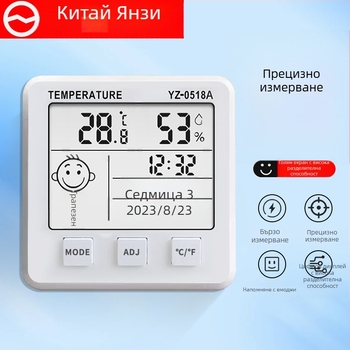Смарт високоточен измервател на температура и влажност за вътрешна и автомобилна употреба с LCD дисплей