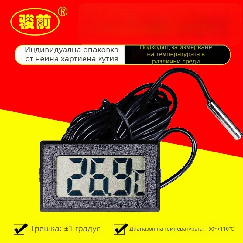 Дигитален хигромер TMP-10: температурен диапазон −50 до +110 °C; влажност 20–80%; резолюция на температурата 0,1 °C