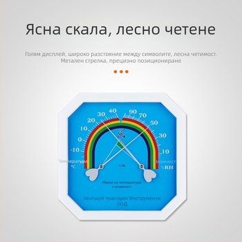 Октагонален стенен термометър и хигромер - модел CJM-A111a, температурен диапазон -10 до 40°C, влажност 0-100% RH, точност температура ±0.1°C, точност влажност ±0.1% RH