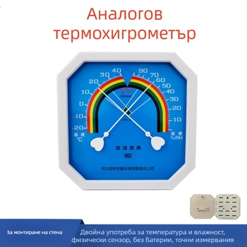 WS-A1 Аналогов термохигромер за вътрешно използване, октагонален дизайн, измерване на температура и влажност