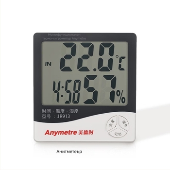 Електронен измервател на температура и влажност JR913, Meide Time, вътрешен термометър-хигрометър, приложение: дом, общежитие, склад, лаборатория, компютърна стая, аптека