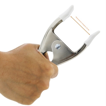 A-образна метална пружинна щипка за фиксиране на шлейфа на сватбена рокля, хромирана повърхност и PVC част