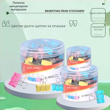 Метален клип с дълга опашка, клип за документи, 40 броя в тръба — Powerful Stationery