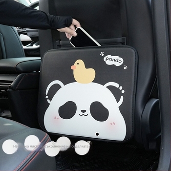 Кожена антиударна подложка за задната седалка на автомобил, Panda дизайн, за всички сезони