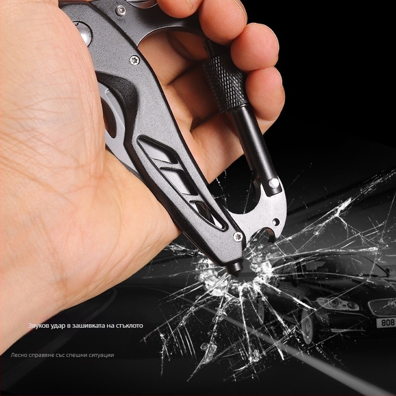 Hongfeng сгъваем нож: многофункционален EDC инструмент с карабинер и чук за счупване на автомобилно стъкло
