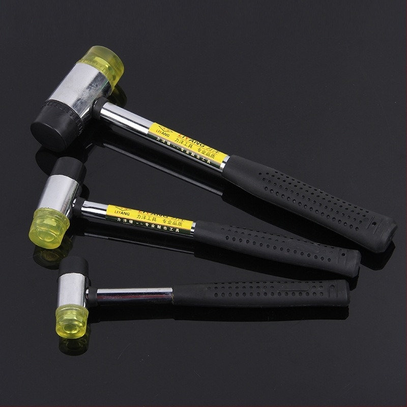 Двоен монтажен чук с прозрачна гумена глава, стоманена дръжка, удароустойчив, възможност за персонализация