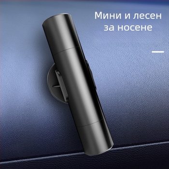 Автомобилен аварийно-спасителен инструмент: пробивник за прозорец и нож за колан, волфрамова стомана, 0,12 кг, марка Liu Yang Che Zhiku, лицензирана частна марка