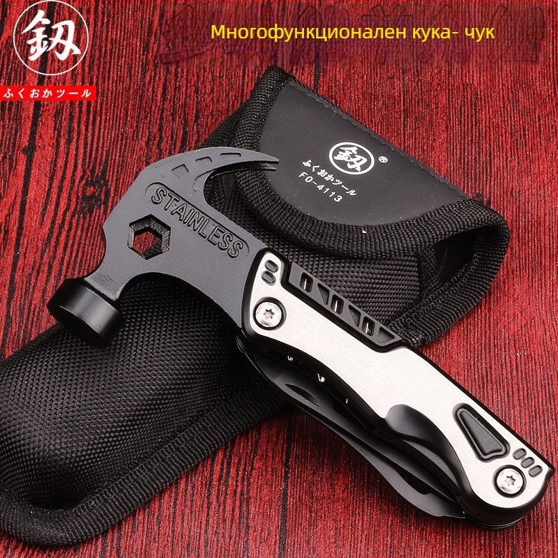 Чук с клин и глава от инструментална стомана, разбивател на прозорци, инструмент за евакуация и отвертка – FO-4113, мултифункционален за външни условия