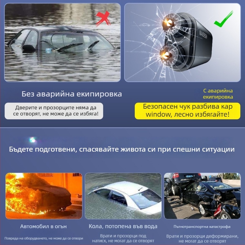 Navison Автомобилен метален спасителен чук за разбиване на прозорци, аварийно излизане, многофункционален, глава от tungsten steel
