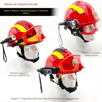 Пожарна каска F2 – аварийно-спасителна каска за пожарогасене, ABS корпус, дишащи отвори, подплата от мрежеста омекотяване, GA44-2004 стандарт