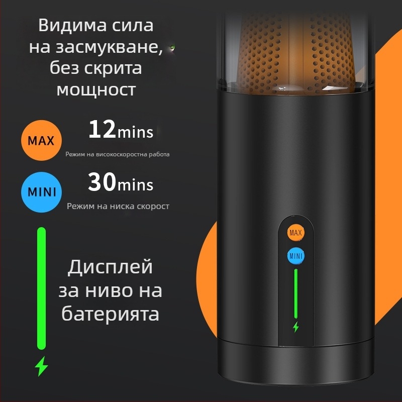 Безжична прахосмукачка – 11.1V, 20000 Па всмукване, 120 W мощност, автономия 12–30 мин., функция за надуване