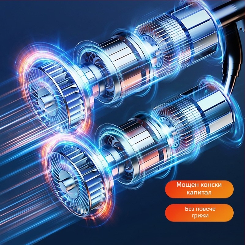 Безжичен преносим автомобилен помпа за надуване на гуми, 100W, 30 л/мин, 2+ цилиндъра, манометр за налягането, LED осветление