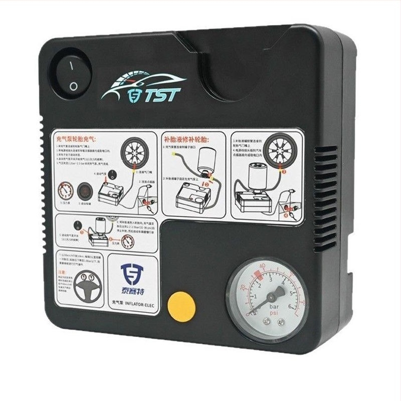 Автомобилен инфлатор Taiset със манометър за налягане в гумите, свързана преносима въздушна помпа, 12V, 120W, 35 л/мин, кабел 270 см