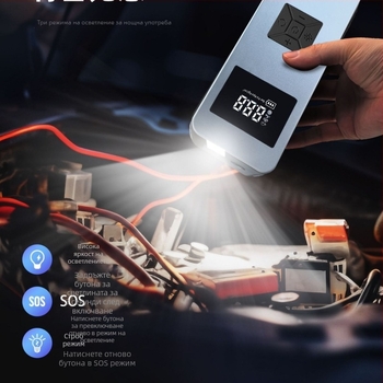 12V автомобилна помпа за надуване с осветление и литиева батерия — ABS, 120W, 30A, 2m кабел