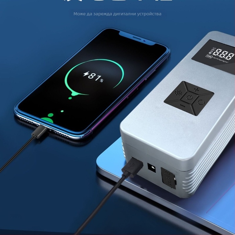 12V автомобилна помпа за надуване с осветление и литиева батерия — ABS, 120W, 30A, 2m кабел