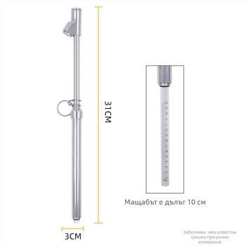 Писалка-манометър за налягане в гумите на камиона, двустранна глава, неръждаема стомана/алуминиева тръба с пластмасова скала, 10–150 psi, точност 3 psi