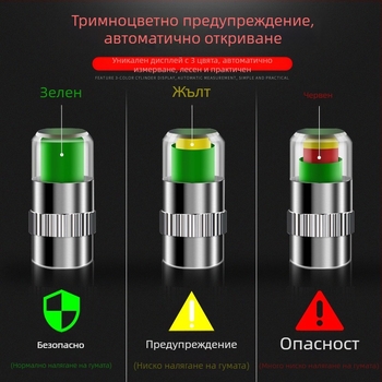 Автомобилен детектор за налягането в гумите с предупредителна капачка за клапан, механичен манометър, модел 111, диапазон 2–2.4, съвместим с леки автомобили