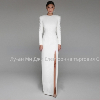 Сватбена рокля с дълги ръкави, дълга пола, талия средно повдигната, принцес стил, пролет 2025