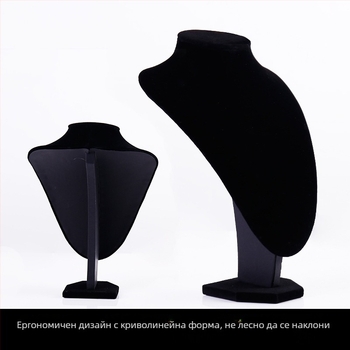 Стелаж за колие с кадифено покритие и платнена основа, портретен дизайн на шията, еднослоен корпус