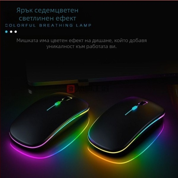 Безжична безшумна мишка, 2.4 GHz, лазерен сензор, ергономичен дизайн, светлина в два режима (DN03)