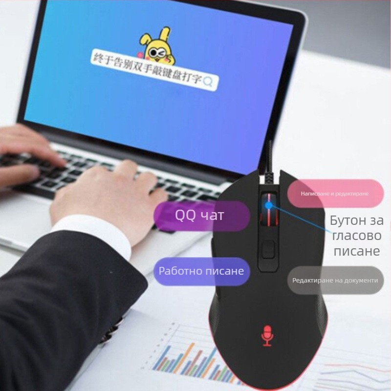 Оптична мишка с USB интерфейс, кабелна връзка, 800 DPI, 3 бутона, ергономичен дизайн