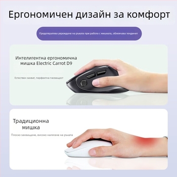 D.rob безжична ергономична мишка с 8 бутона, Bluetooth двойномодова връзка, 12000 DPI, 2.4G/Bluetooth, модел D9_