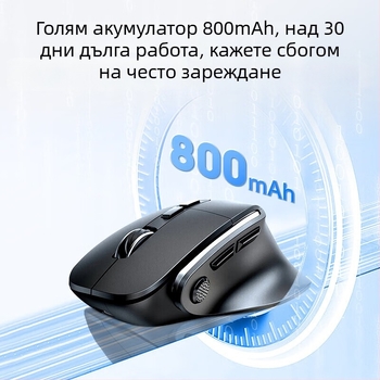 D.rob безжична ергономична мишка с 8 бутона, Bluetooth двойномодова връзка, 12000 DPI, 2.4G/Bluetooth, модел D9_