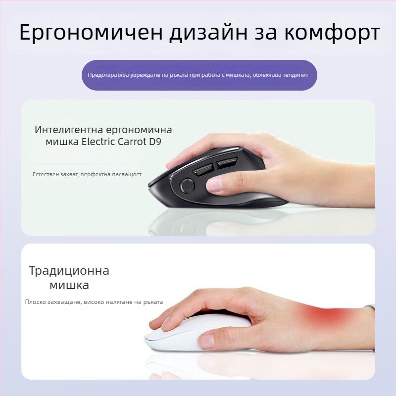 D.rob безжична ергономична мишка с 8 бутона, Bluetooth двойномодова връзка, 12000 DPI, 2.4G/Bluetooth, модел D9_