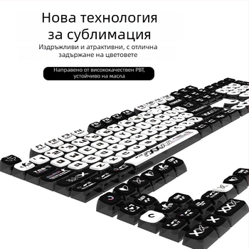 Комплект капачета за клавиши SA височина за механична клавиатура, PBT сублимация, четиристранно прозрачен, пудинг стил, 125 клавиша