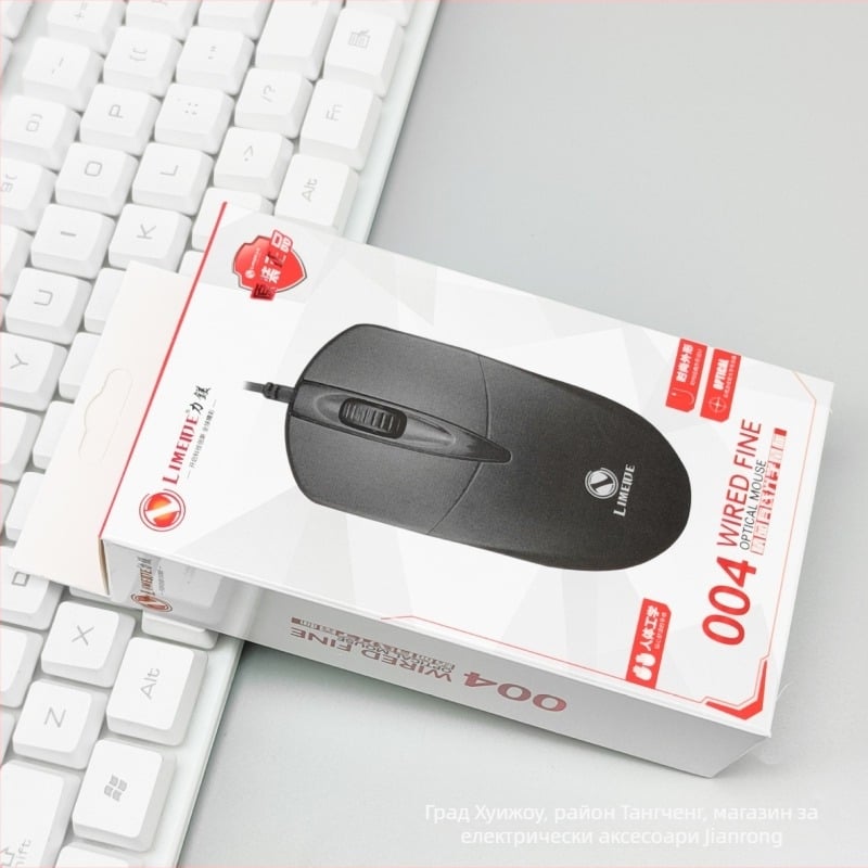 Кабелна USB мишка, модел 004, 1000dpi оптика, 1м кабел, ергономична