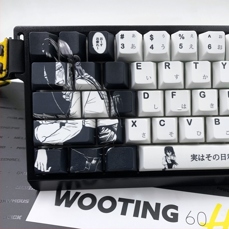 Keycap за механични клавиатури с кръстосана ос - Chainsaw Man Reze тема, модел Leuse, пластмасов материал, термичен трансфер печат, съвместим с механични клавиатури с кръстосана ос