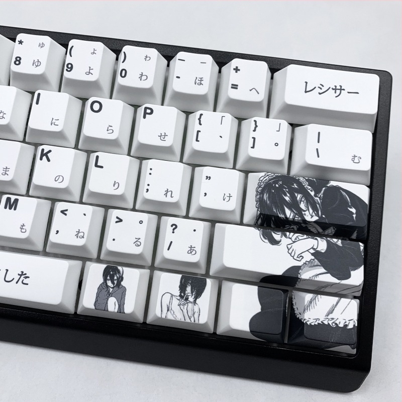 Keycap за механични клавиатури с кръстосана ос - Chainsaw Man Reze тема, модел Leuse, пластмасов материал, термичен трансфер печат, съвместим с механични клавиатури с кръстосана ос
